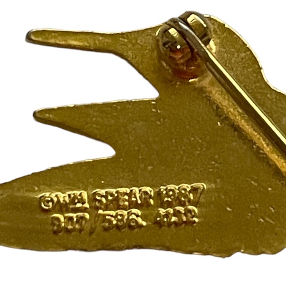 Signed WM Spear 1987 14k Vintage  Hummingbird Enamel Brooch Pin - Picture 3 of 4